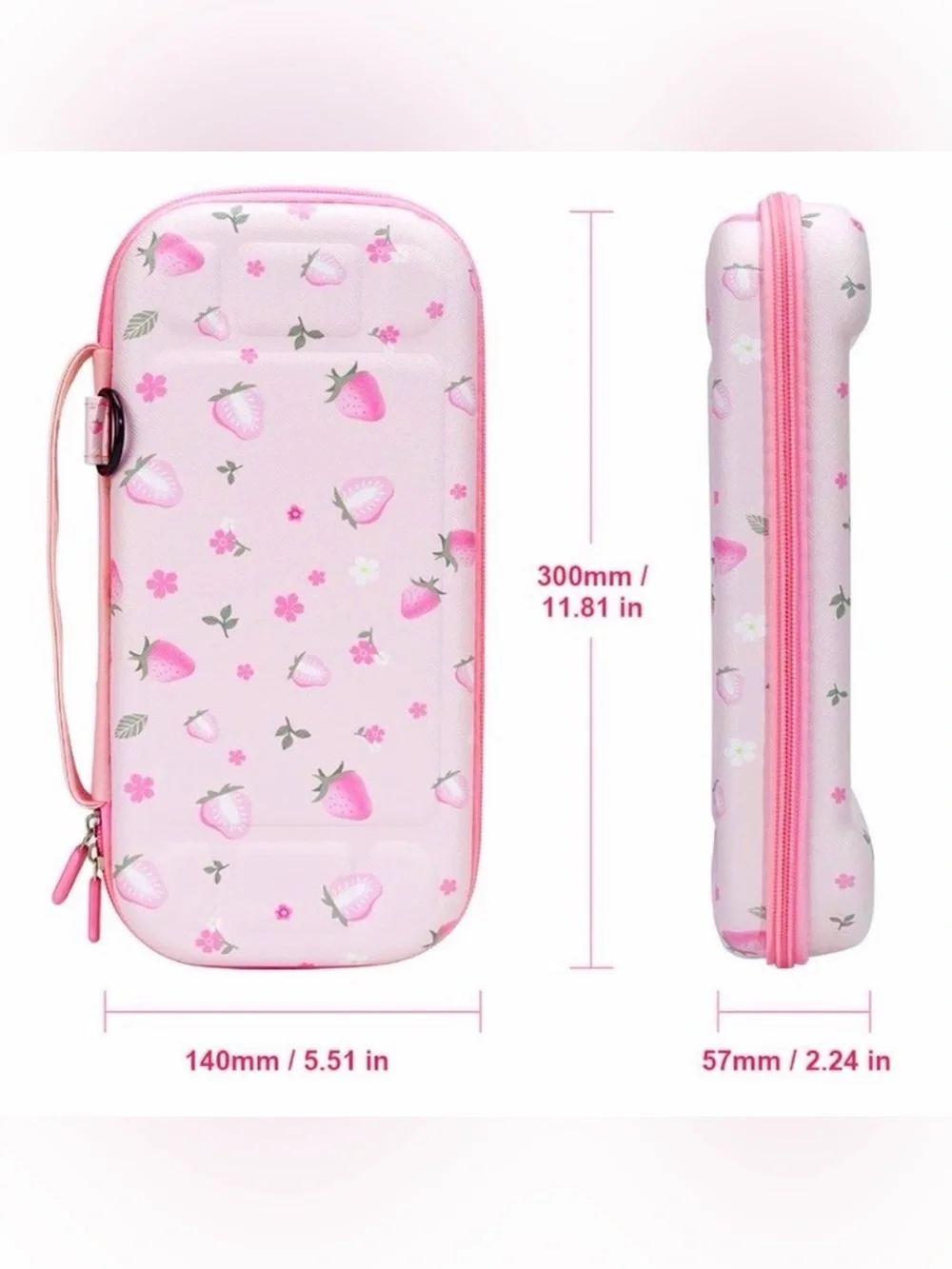 Pink Floral Nintendo Switch Carrying Case with Game Card Storage NWT 🍓🎮🩷